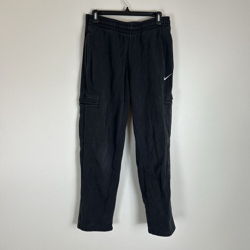 Nike Sweatpants Mens Small Black Club Fleece Swoosh Logo Cargo Pocket Sportswear